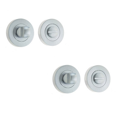 2 PACK Satin Chrome Designer 50mm Round Turns and Releases with No Indicator - Door Handle