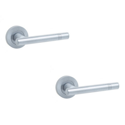 2 PACK Satin Chrome Door Handle for Modern Interiors Interior Handle
