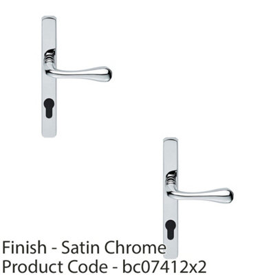 2 PACK - Satin Chrome Multi-Point Locking Security Door Handle 92mm Centre External Lever