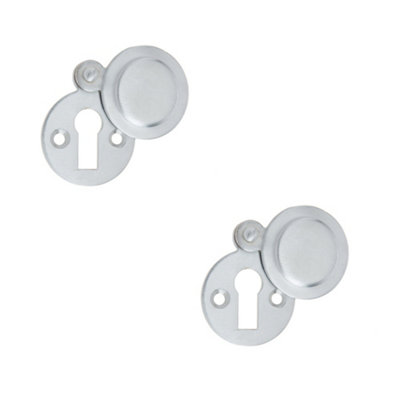 2 PACK Satin Chrome Round Covered Escutcheon 32mm for Elegant Interiors - Key Hole Cover