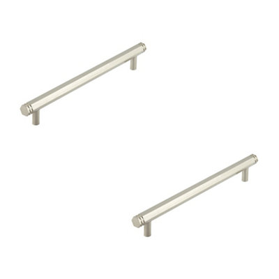2 PACK Satin Nickel Cabinet Handle - 224mm Centers for Modern Interiors - Kitchen Drawer Pull Handle