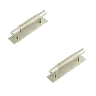 2 PACK Satin Nickel Cabinet Handle with 96mm Center Ctrs for Modern Interiors - Kitchen Drawer Pull Handle