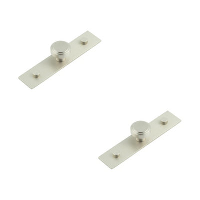 2 PACK Satin Nickel Cupboard Knob with Elegant Backplates - 30mm Design - Kitchen Cabinet Knob