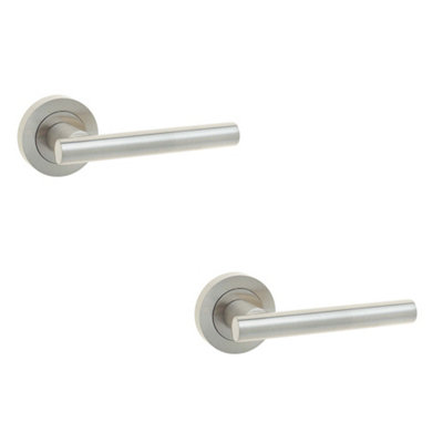 2 PACK Satin Nickel Door Handle for Modern Interiors - Interior Handle
