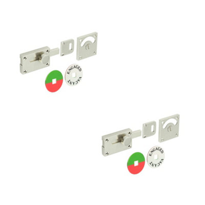 2 PACK Satin Nickel Indicator Lock for Privacy - Sliding Bathroom Toilet Door Bolt