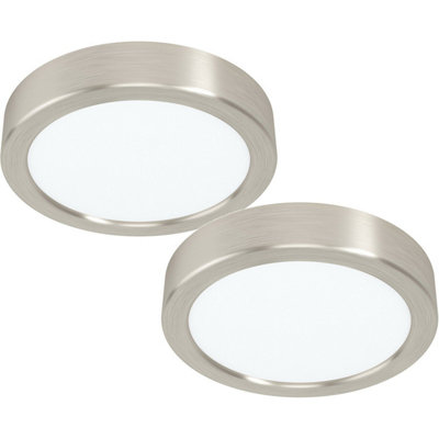 2 Pack Satin Nickel LED Ceiling Lights - 160mm Round Surface Mount, 10.5W 4000K Brightness