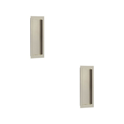 2 PACK Satin Nickel Rectangular Flush Pull Handle for Doors - Door Handle