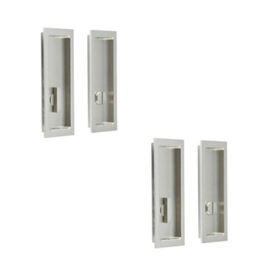 2 PACK Satin Nickel Rectangular Turn & Release for Sliding Doors - Door Handle