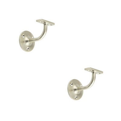 2 PACK Satin Nickel Zinc Handrail Brackets - 63mm for Maximum Support - Stair Bannister Holder