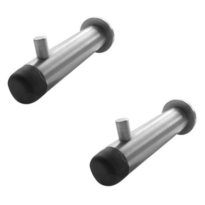 2 PACK Satin Stainless Steel Buffered Hat and Coat Hook - 75mm Durable Design - Wall Mounted Clothing Hook