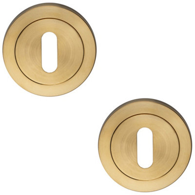 2 PACK - Screwless Round Standard Lock Profile Escutcheon Satin PVD 52mm Key Cover Plate