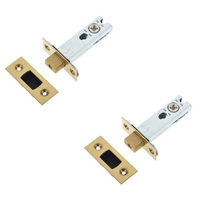 2 PACK Secure Heavy Duty Tubular Deadbolts with Brass Finish - 76mm - Door Bolt