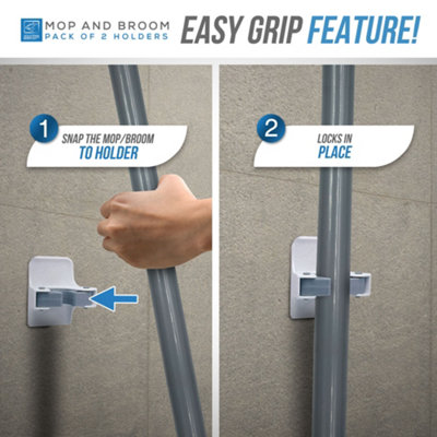 Gorilla Grip Mop and Broom Holder, Easy Install Wall Mount Storage