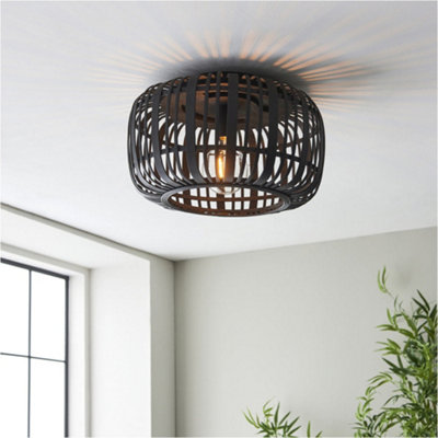 2 PACK Semi Flush Low Ceiling Light Dark Bamboo & Matt Black 10W — free download