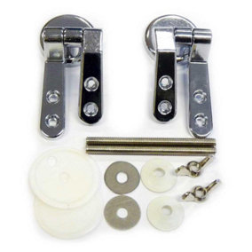 2 Pack Set Round Toilet Seat Lid Hinges Chrome Replacement