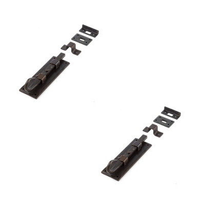 2 PACK Shepherd's Crook Straight Bolts 152mm Beeswax Finish for Secure Doors - Door Bolt Lock