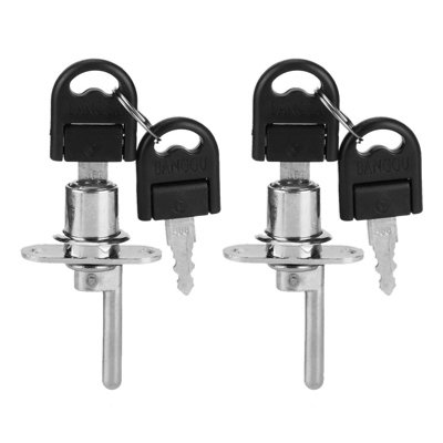 2-Pack Silver Cabinet Locks with Keys for Wardrobes and File Drawers(19mm Head)
