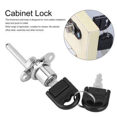 2-Pack Silver Cabinet Locks with Keys for Wardrobes and File Drawers(19mm Head)