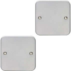 2 PACK Single HEAVY DUTY METAL CLAD Blanking Plate Round Edged Wall Box Hole