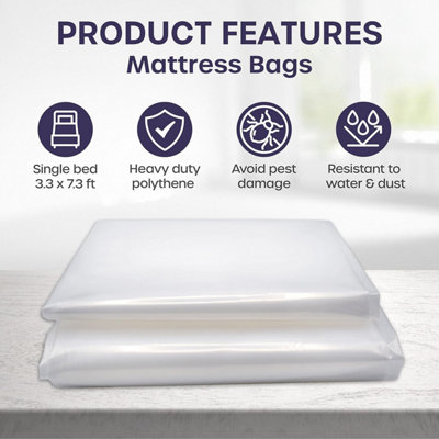2 Pack Single Mattress Bag Waterproof and Tear-Resistant Protector for Moving and Storage - 3