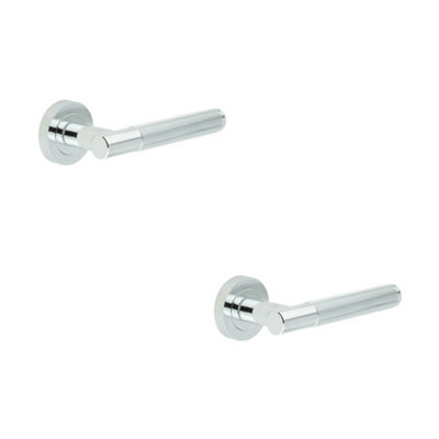 2 PACK Sleek Polished Chrome Lever Door Handle with Knurled Design - Interior Handle