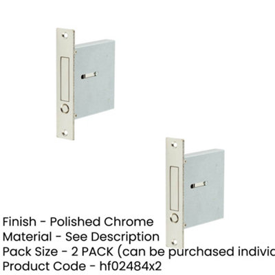 2 PACK Sleek Polished Chrome Sliding Door Edge Pull for Modern Spaces