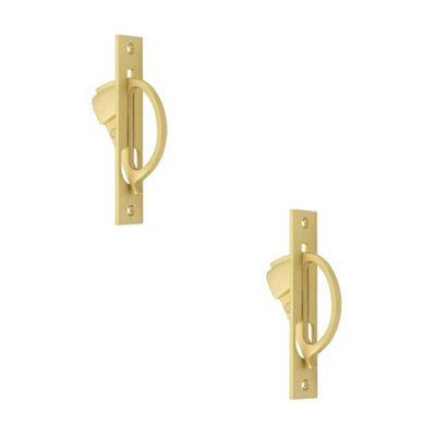 2 PACK Sleek Satin Brass Sliding Door Edge Pull for Modern Homes - Door Handle