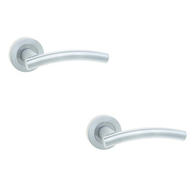 2 PACK Sleek Satin Chrome Curve Door Handle on Rose for Modern and Traditional Interiors - Interior Handle