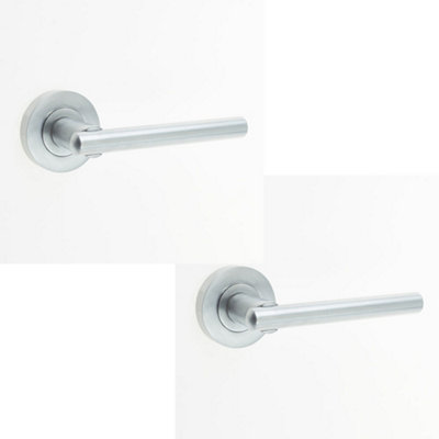 2 PACK Sleek Satin Chrome Door Handle for Modern Interiors - Interior Handle
