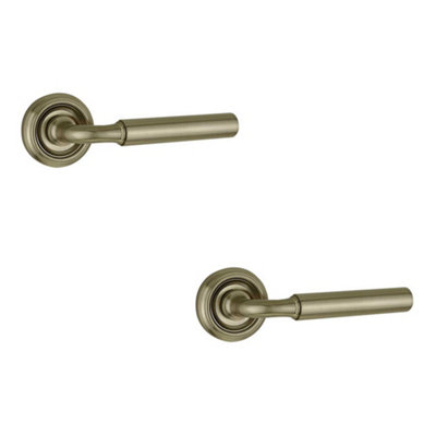 2 PACK Sleek Satin Nickel Door Handle on Rose for Modern Homes - Interior Handle