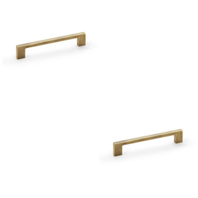 2 PACK - Slim Square Bar Pull Handle - Antique Brass - 160mm Centres SOLID BRASS Drawer