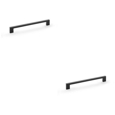 2 PACK - Slim Square Bar Pull Handle - Matt Black - 224mm Centres SOLID BRASS Drawer