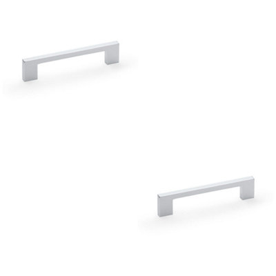 2 PACK - Slim Square Bar Pull Handle - Polished Chrome - 128mm Centres SOLID BRASS Drawer