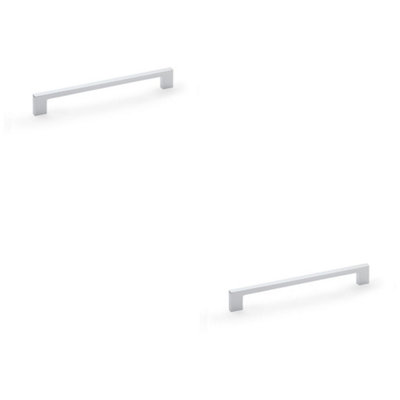 2 PACK - Slim Square Bar Pull Handle - Polished Chrome - 224mm Centres SOLID BRASS Drawer