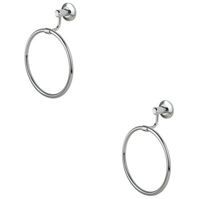 2 PACK - Slim Wall Mounted Towel Ring Holder - Polished Chrome Bathroom Toilet Hoop