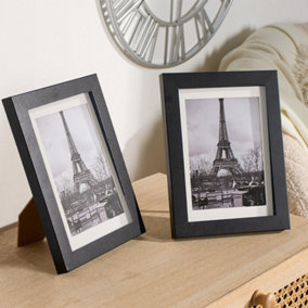 2 Pack Small Photo Frame Modern Poster Picture Black with White Wall Mount Home Décor