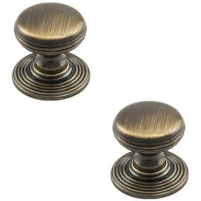 2 PACK - Smooth Ringed Cupboard Door Knob 35mm Diameter Florentine Bronze Cabinet Handle