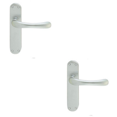 2 PACK - Smooth Rounded Internal Latch Door Handle - Satin Chrome Lever on Backplate