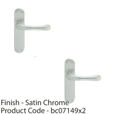 2 PACK - Smooth Rounded Internal Latch Door Handle - Satin Chrome Lever on Backplate