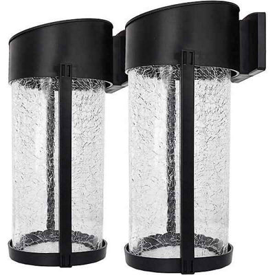 2 Pack Solar Crackled Glass SMD LED Welcome Security Outdoor Wall Lights