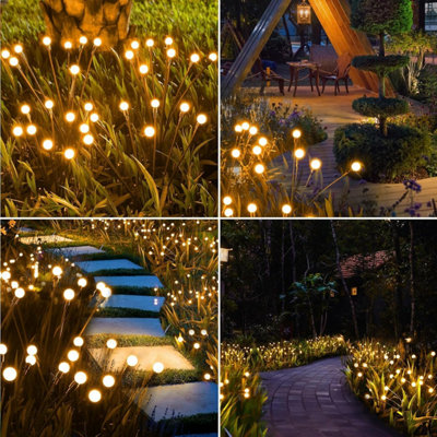 2-Pack Solar Powered Swaying Firefly Garden Lights – Waterproof, Wind-Swaying, Auto On/Off, For Patio, Yard, Flowerbed & Christmas Decor