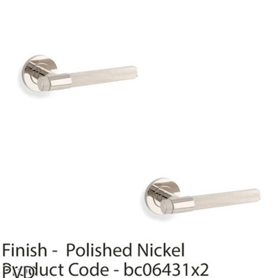 2 PACK - SOLID BRASS Knurled Door Handle Set - Polished Nickel Bar ...