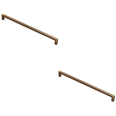 2 PACK - Square Block Pull Handle 330 x 10mm 320mm Fixing Centres ...