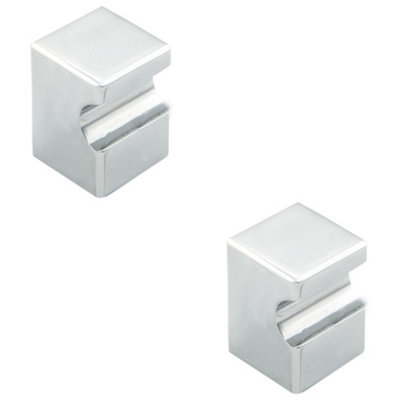 2 PACK - Square Cupboard Door Knob 18 x 18mm - 25mm Projection Polished Chrome