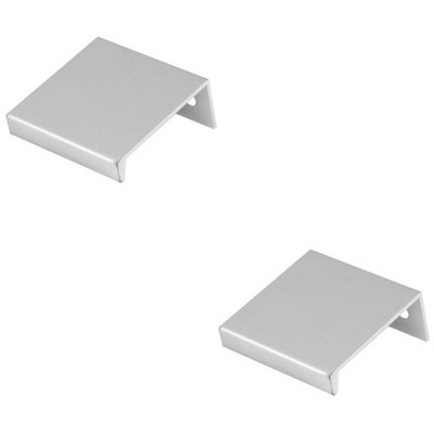 2 PACK - Square Edge Finger Pull Handle - Polished Chrome 40mm - Slim Cupboard Drawer