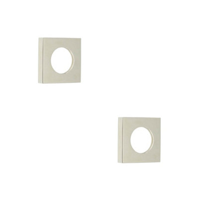 2 PACK Square Plain Outer Rose in Polished Nickel Finish for Modern Doors - Door Handle