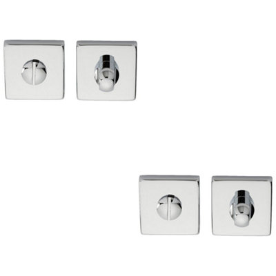 2 PACK - Square Rose Thumbturn & Release Lock - Polished Chrome - Bathroom Door WC