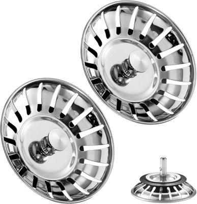 2-Pack Stainless Steel Sink Drain Stopper – Universal Hair Catcher & Strainer For Bathroom & Kitchen Sinks