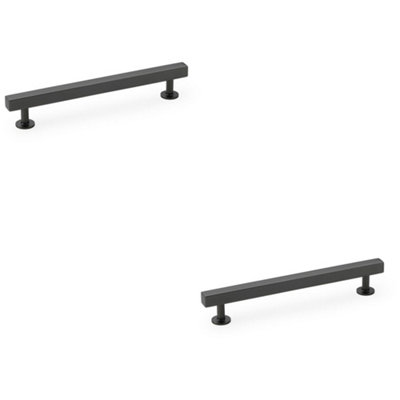 2 PACK - Straight Square Bar Pull Handle - Dark Bronze 160mm Centres SOLID BRASS Drawer
