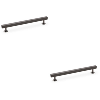 2 PACK - Straight Square Bar Pull Handle - Dark Bronze 192mm Centres SOLID BRASS Drawer
